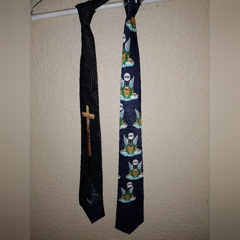 Pair of Christian themed neckties